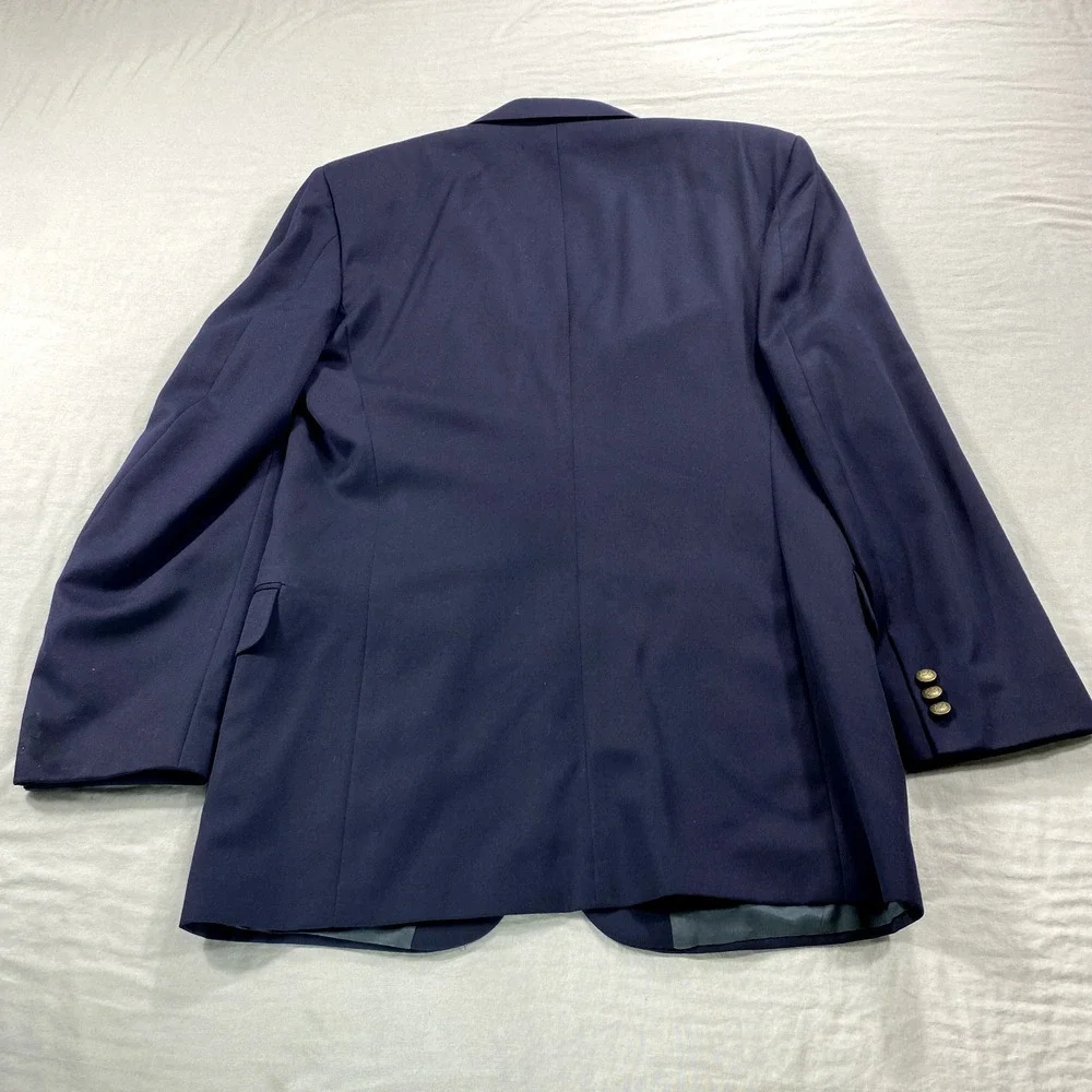 Oscar De La Renta Blazer Mens 40L‎ Blue Wool Two Button Front Sport CoatJacket